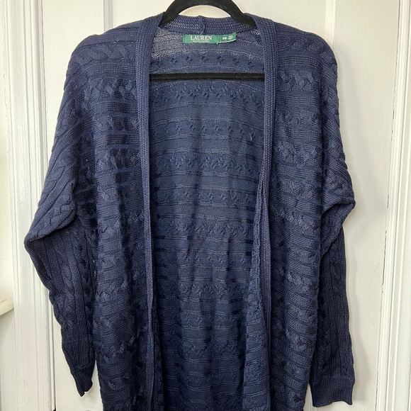 Ralph Lauren Mid Length Cable-Knit Cashmere Open-Front Long Sleeve Cardigan - Picture 1 of 3